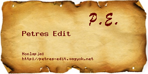 Petres Edit névjegykártya